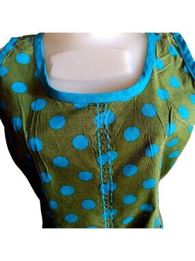 True Vintage Medium Romper 1960s Polka Dot Sleeveless Front Pockets Handmade